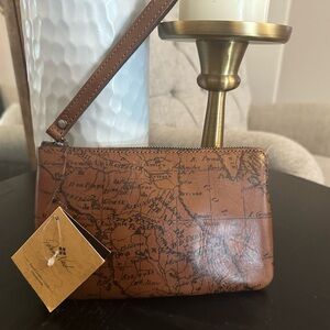 Patricia Nash Map leather wristlet, NWT